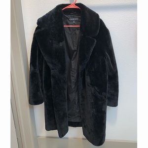 Adrienne Landau Black Faux Fur Coat US L